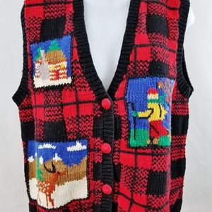 Vintage Belle Pointe Christmas Sweater Vest Sz M